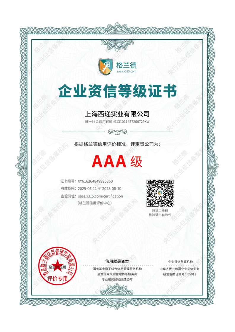 企业资信等级证书